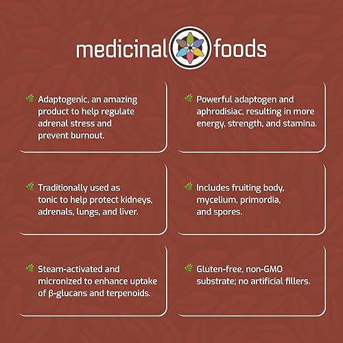 Miniatura 3 de Medicinal Foods Cápsulas de melena de león Suplemento dietético  Espectro completo de mayor potencia, activado por vapor orgánico, apoyo para el