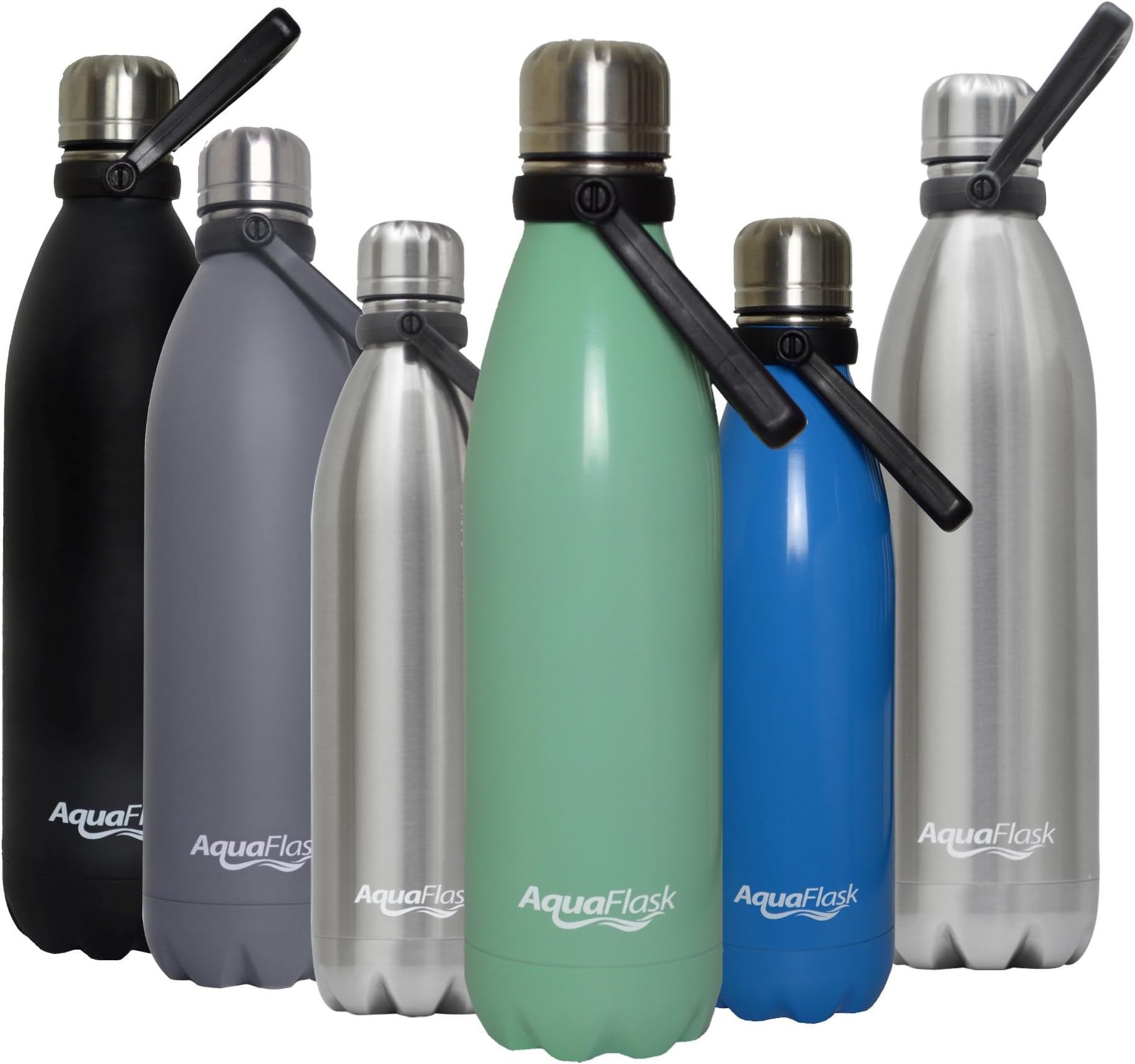 Insulated Double Wall Stainless Steel Water Bottle with Handle (Mint Green, 16-Ounce)