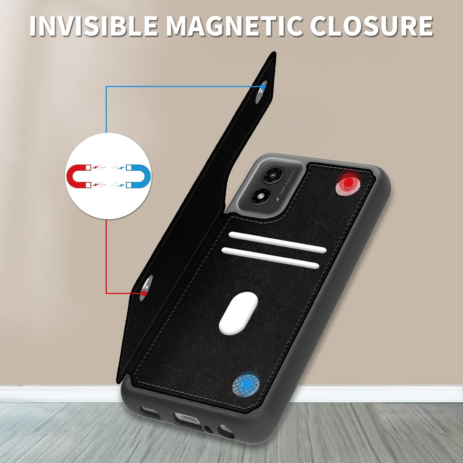 JayModCase Portemonneehoesje Met Rits – Voor Motorola Moto G62 5G (blauw, PU-leer)