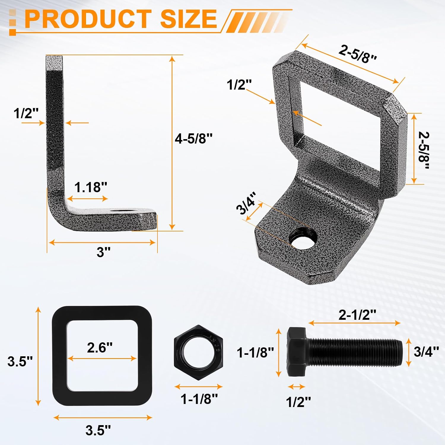 2.5" Anti Rattle Hitch Clamp, Heavy Duty Hitch Tightener with 2 Silencer Pads & Pin, Noise Reduction & Secure Trailer Towing, Anti Rust Powder Coat Hitch Stabilizer for Corrosion Resistance
