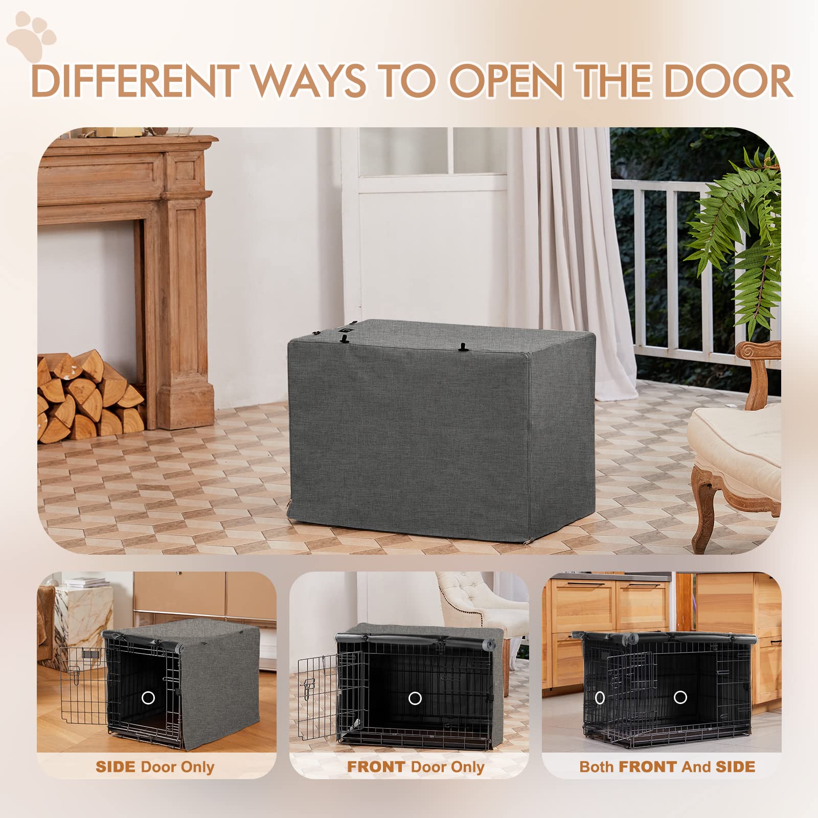 X-ZONE PET Funda para jaula de perro de doble puerta, cubierta de poliéster para perrera (se adapta a cajas de alambre de 24, 30, 36, 42 y 48 pulgadas)