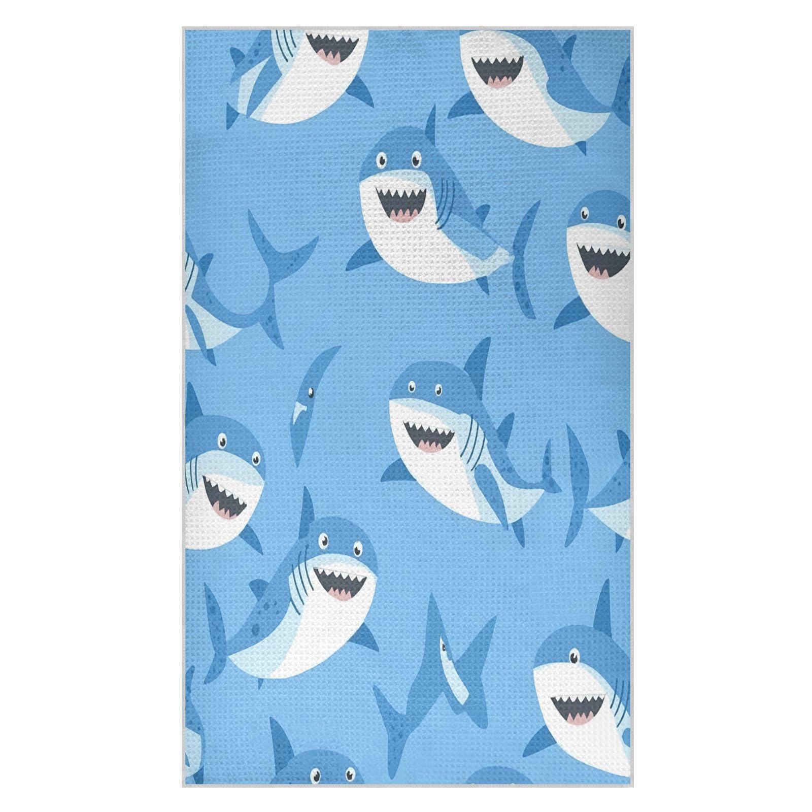 BURSTDDY Cartoon Shark Kitchen Towels,Absorbent Dish Towels 2 Pack