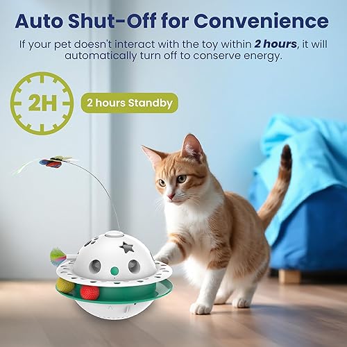 Miniatura 3 de PAWSPIK Triple Chase - Juguete interactivo 4 en 1 para gatos, juego de pelota de goteo, mariposa, pluma y hierba gatera, activado por movimiento,