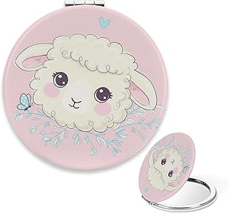 Compact Magnifying Mirror, Cute Sheep Face He...