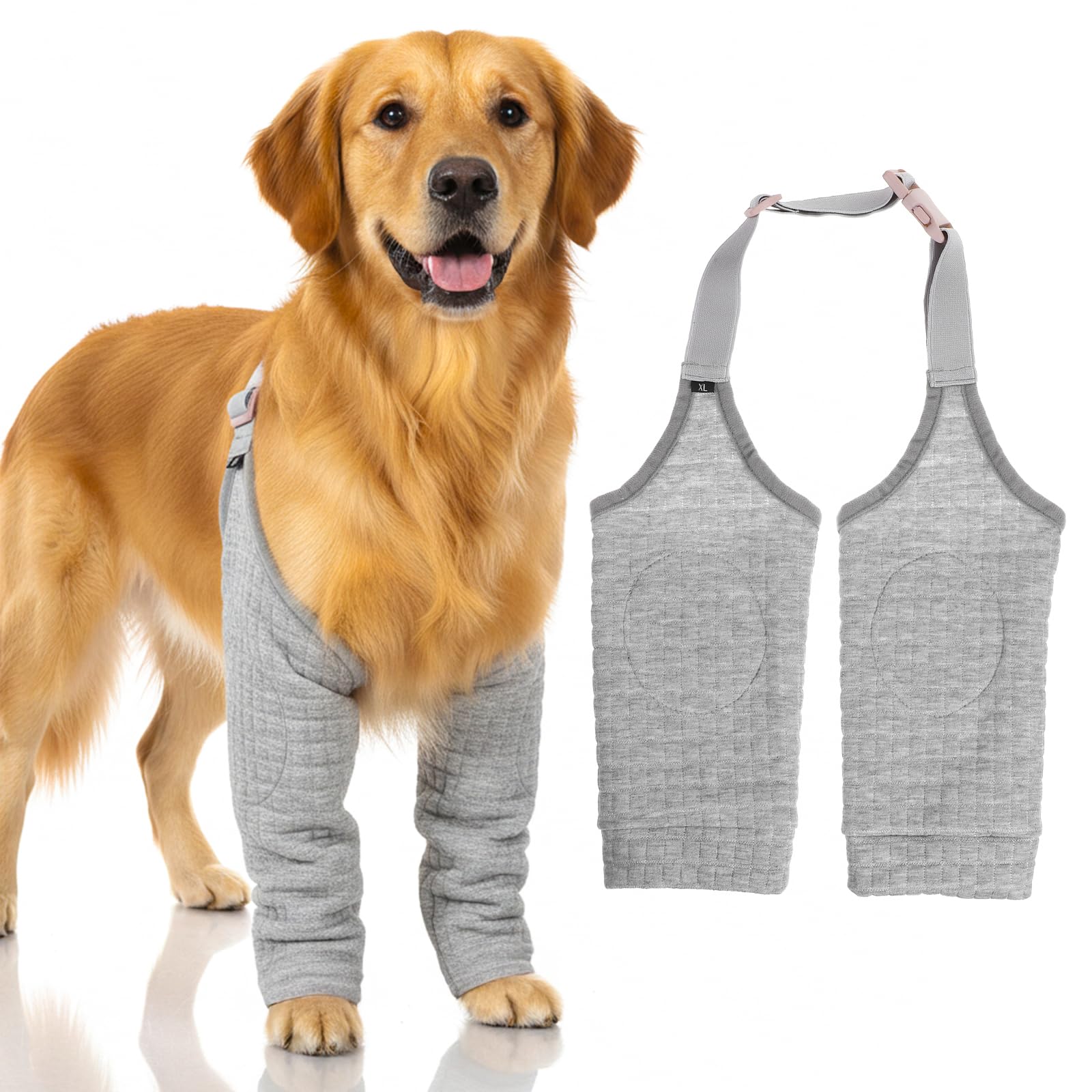 Dog Elbow Pads - Recovery Sleeve After Surgery with Elastic Band, Knee Wrap Front Leg Sleeve Soft Elbow Protector for Dog Injured Legs or Joints to Stop Licking & Wound Protection(Gray, XL, 66-79 Ibs)