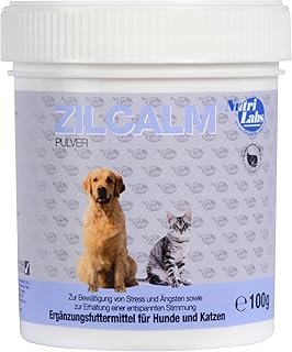 NutriLabs Zilcalm Beruhigungsmittel für Katzen und Hunde – 100g - mit Milchprotein, Ashwagandha, Probiotika, L-Tryptophan UVM. - Beruhigungsprodukte für Katzen - Nahrungsergänzungsmittel Katzen product image