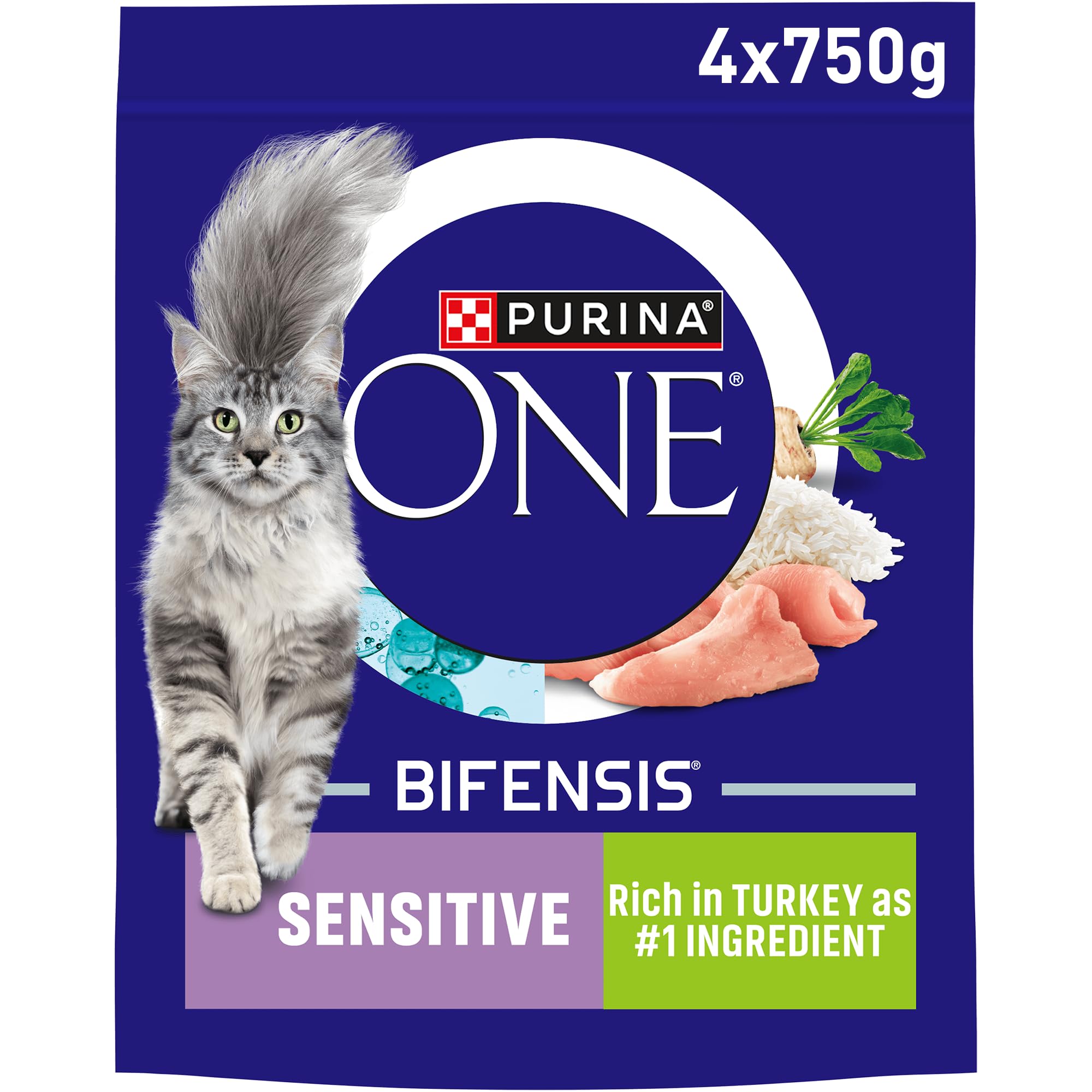 Sensitive Turkey Dry Cat Food 750g (Pack of 4)