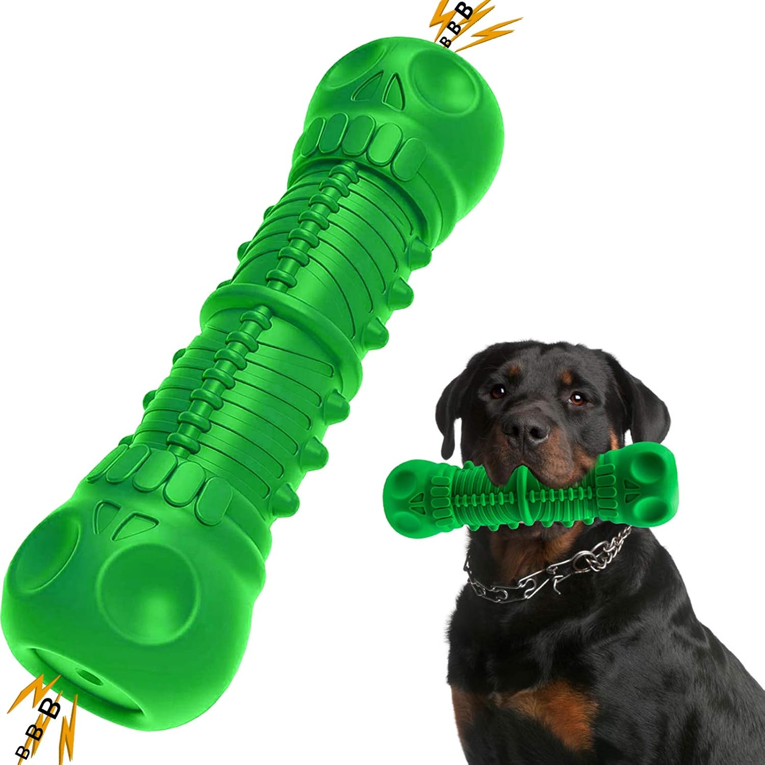 BELPRO Dog Chew Toys for Aggressive Chewers Large Breed, Squeaky Dog Bones Toys, Toothbrush Teething Toys for Medium Large Dogs