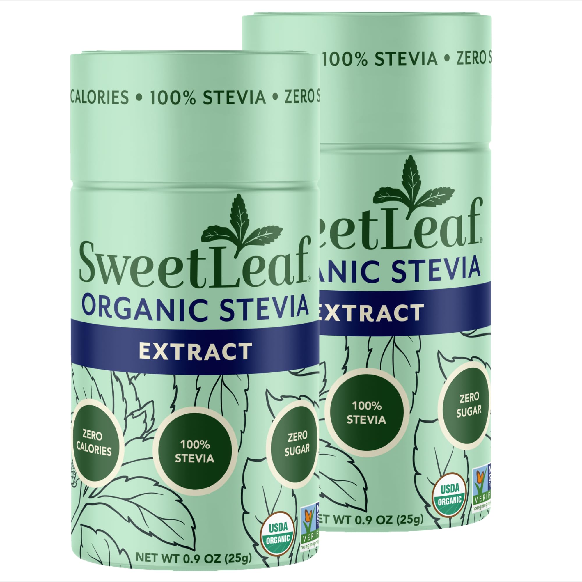 SweetLeaf Organic Pure Stevia Powder Shaker Jar, Sugar Free- 0.9 Oz, 2 Pack 0.9 Ounce (Pack of 2)