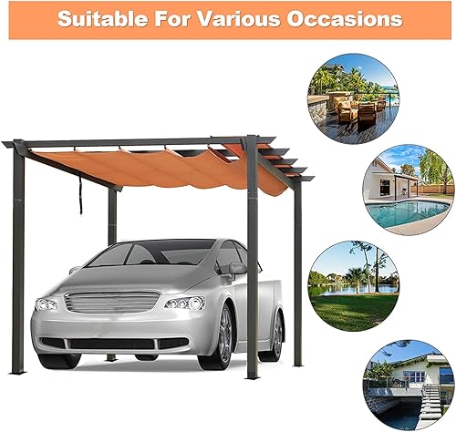 Miniatura 4 de Dimi - Pérgola retráctil de aluminio de 10 x 13 pies con toldo resistente a la intemperie para patio trasero, terraza, jardín, enrejado de uvas,