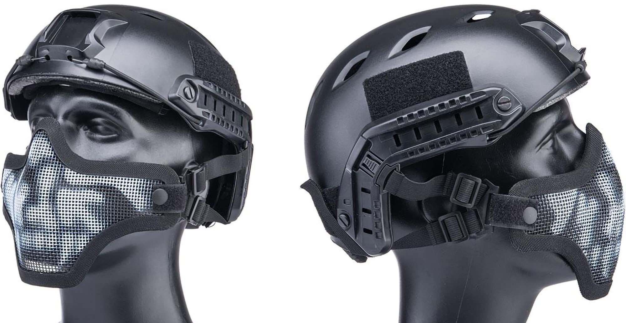 Evike Airsoft - 6mmProShop Iron Face Mesh Striker V1 Lower Half Face Pro for Use with Bump Headpros (Color: Black/Skull)