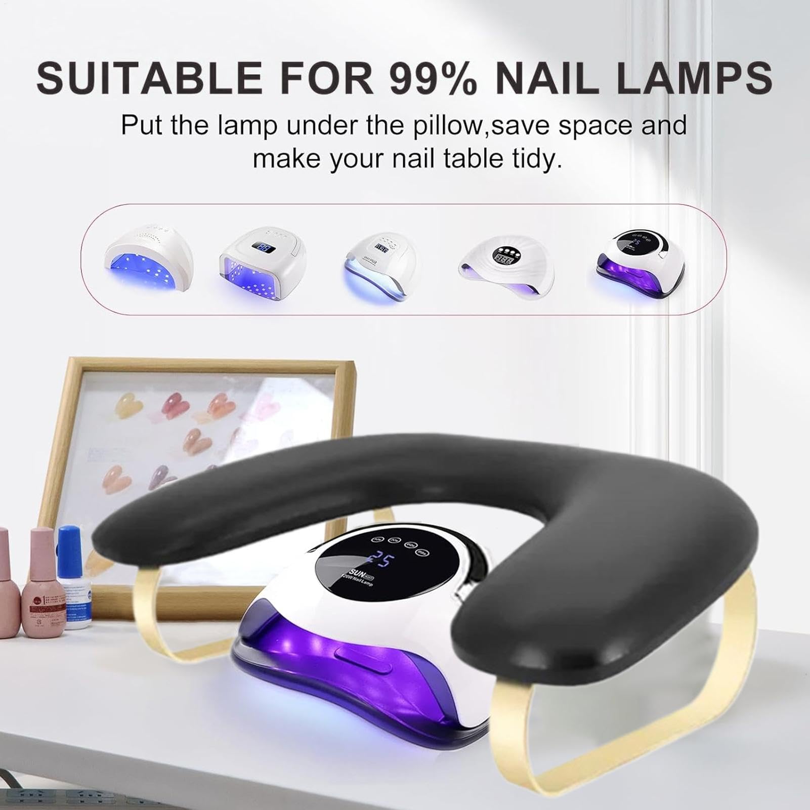 Armauflage für Nageldesign Abnehmbare Maniküre Nagelpolster Tisch-Armstütze | Gekrümmt Maniküre Pediküre Salon Spa Handpflege Schreibtischzubehör Beauty-Zubehör Entspannung Ko