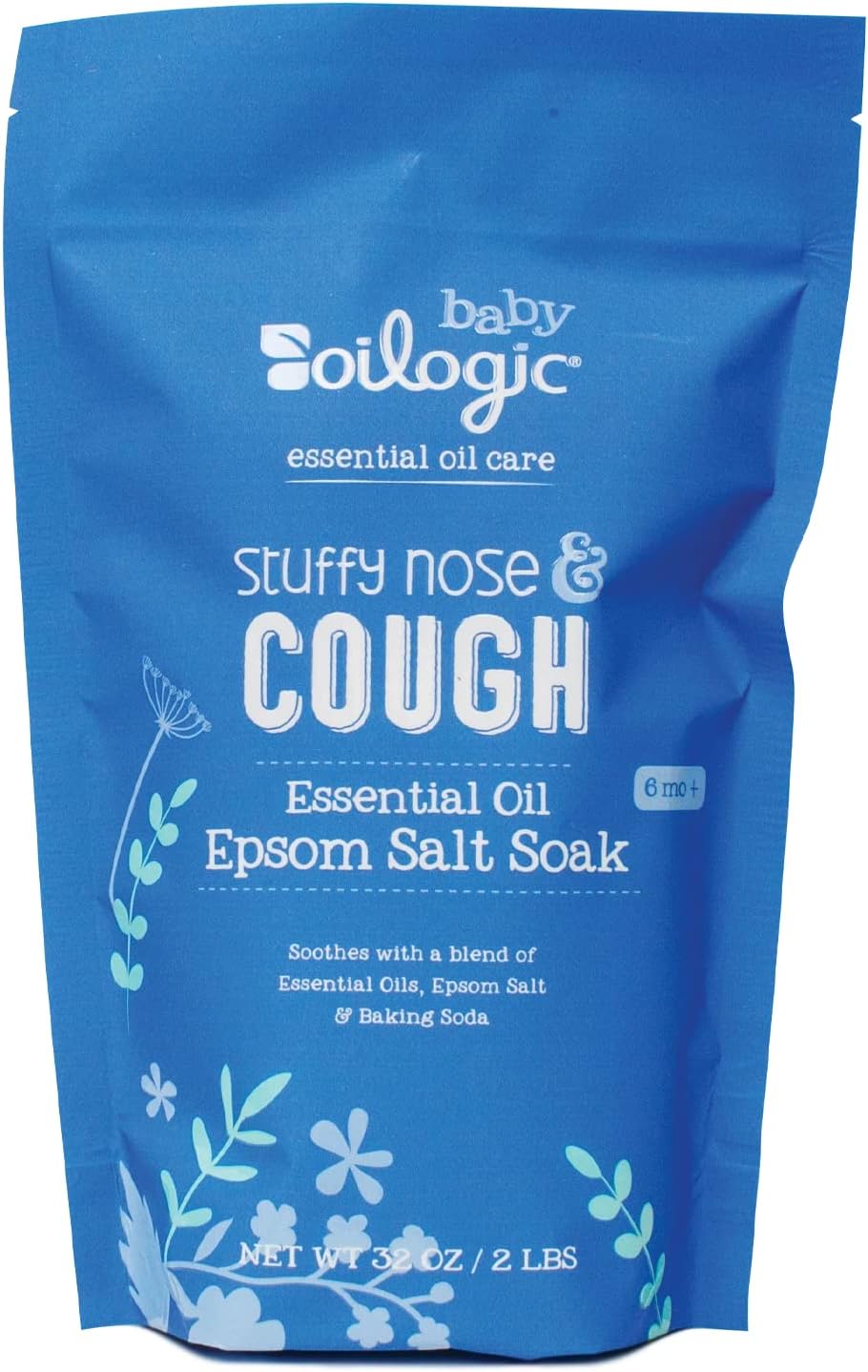 Oilogic Stuffy Nose and Cough Essential Oil Epsom Soak for Babies and Toddlers - Naturally Soothes With a Blend of Essential Oils, Epsom Salt and Baking Soda - 2lbs (32 oz)
