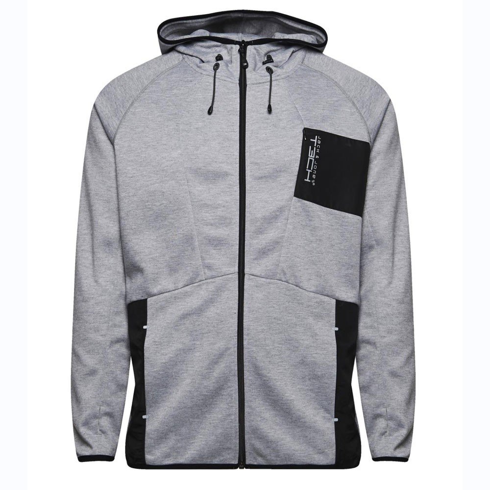 Jack & Jones Men's Boost Jack and Jones Tech Men's Boost Hooded Sweat - Light Grey Melange, X-Large