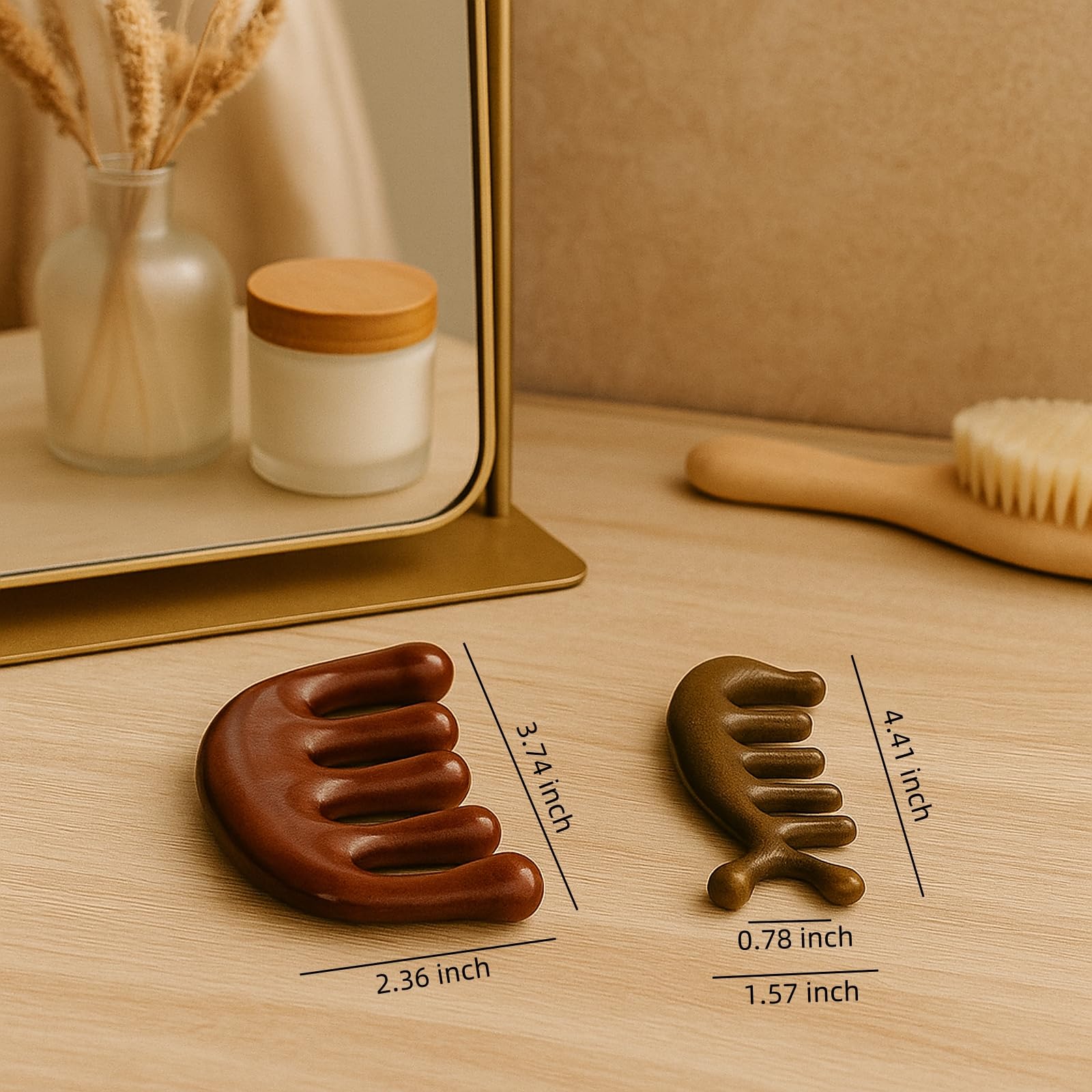 Peine masajeador de cuero cabelludo de madera natural para el crecimiento del cabello, herramienta de masaje de cabeza de 5 garras para aliviar el estrés, terapia Gua Sha y cuero cabelludo