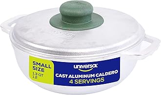Universal (Extra Small) Caldero 4 Cups - 1.3 QT / 1.2 L, Stainless Aluminum Pot, Even Heat Distribution and Fast Cooking Dutch Oven Pot, Ergonomic Handles, Ideal for Rice, French Fries, and More