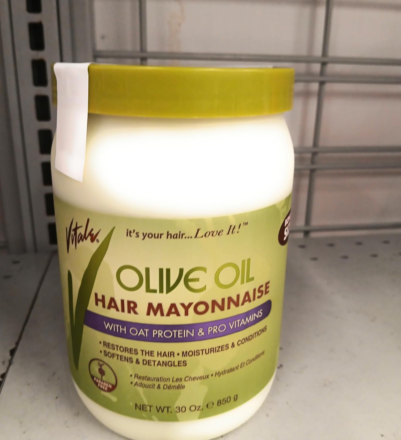 Vitale Olive Oil Hair Mayonnaise with Oat Protein & Pro Vitamins, 30 oz, Moisturizing Hair Treatment image 3