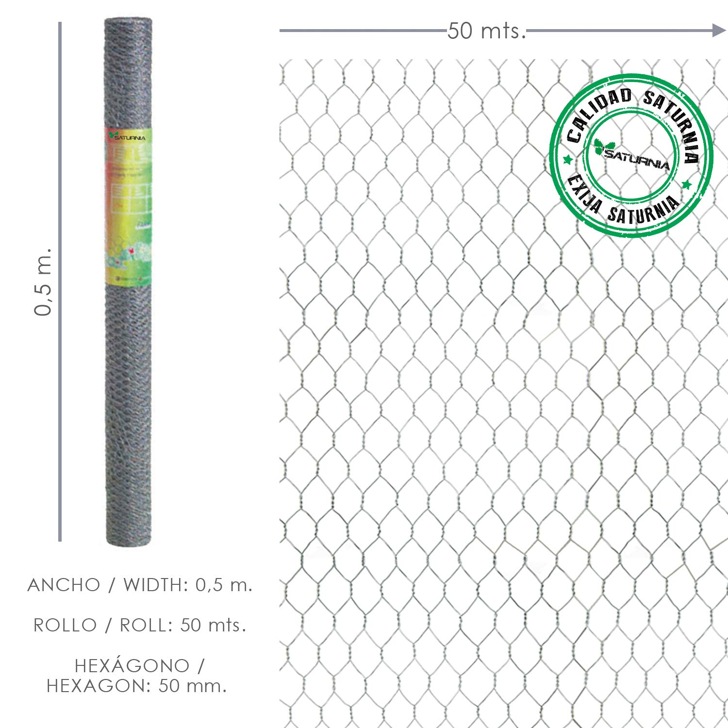 Enrejado Triple Torsion 50/50 cm. Rollo 50 Metros Uso Domestico