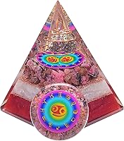 Vista 16 de Juego de pirámide de orgón y piedra de palmera, cristal curativo Leo signo del zodiaco, juego de regalo hecho de pirita para mayor fuerza y calma