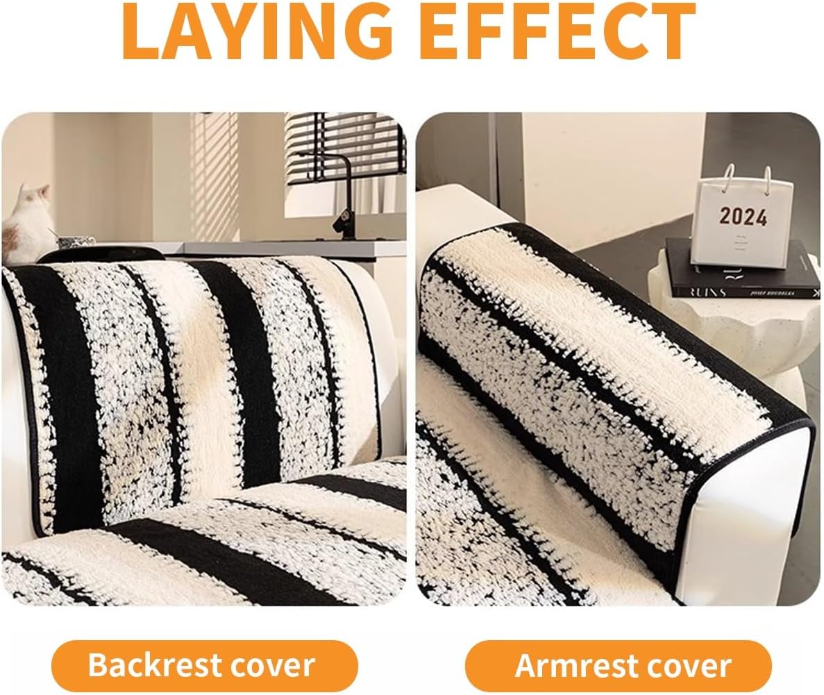 Thick Shaggy Fuzzy Sectional Couch Cover Non-Slip Sofa Covers Washable Sofa Slipcovers for Pets Kids Children Dog Cat(Khaki,90 * 120cm/35.4 * 47.2 in)