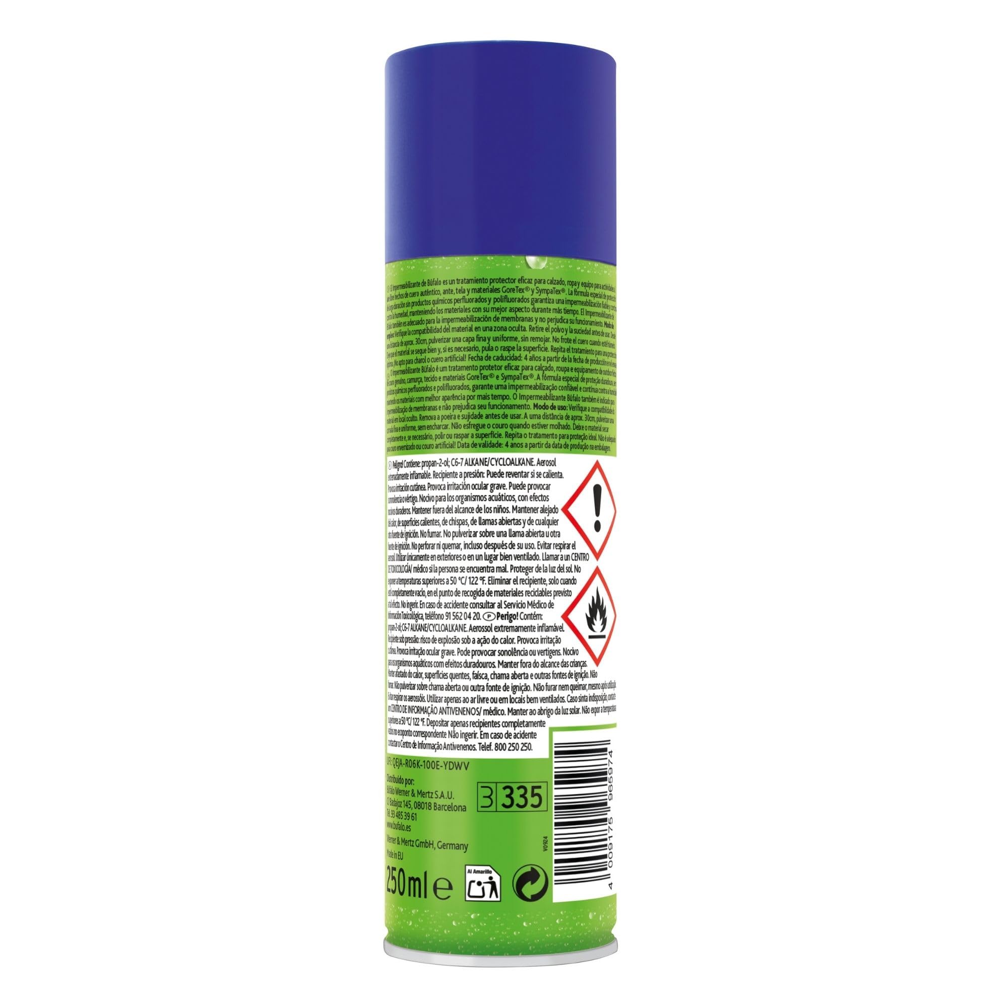 Búfalo Spray Impermeabilizante Calzado 250ml Protector Zapatillas Transparente Repelente Agua Suciedad