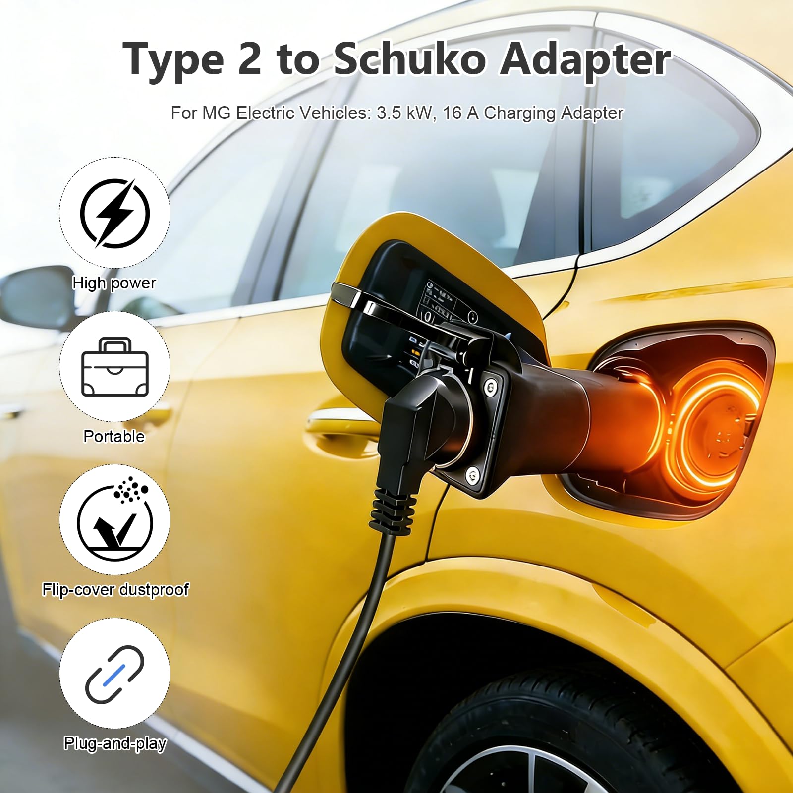Adapter typu 2 na Schuko i wtyczka uniwersalna 3,5 kW 16 A 220 V adapter do ładowania V2L do MG EV adapter do pojazdów elektrycznych do ładowania samochodów, motocykli i skuterów MG4 MG5 MG ZS MG