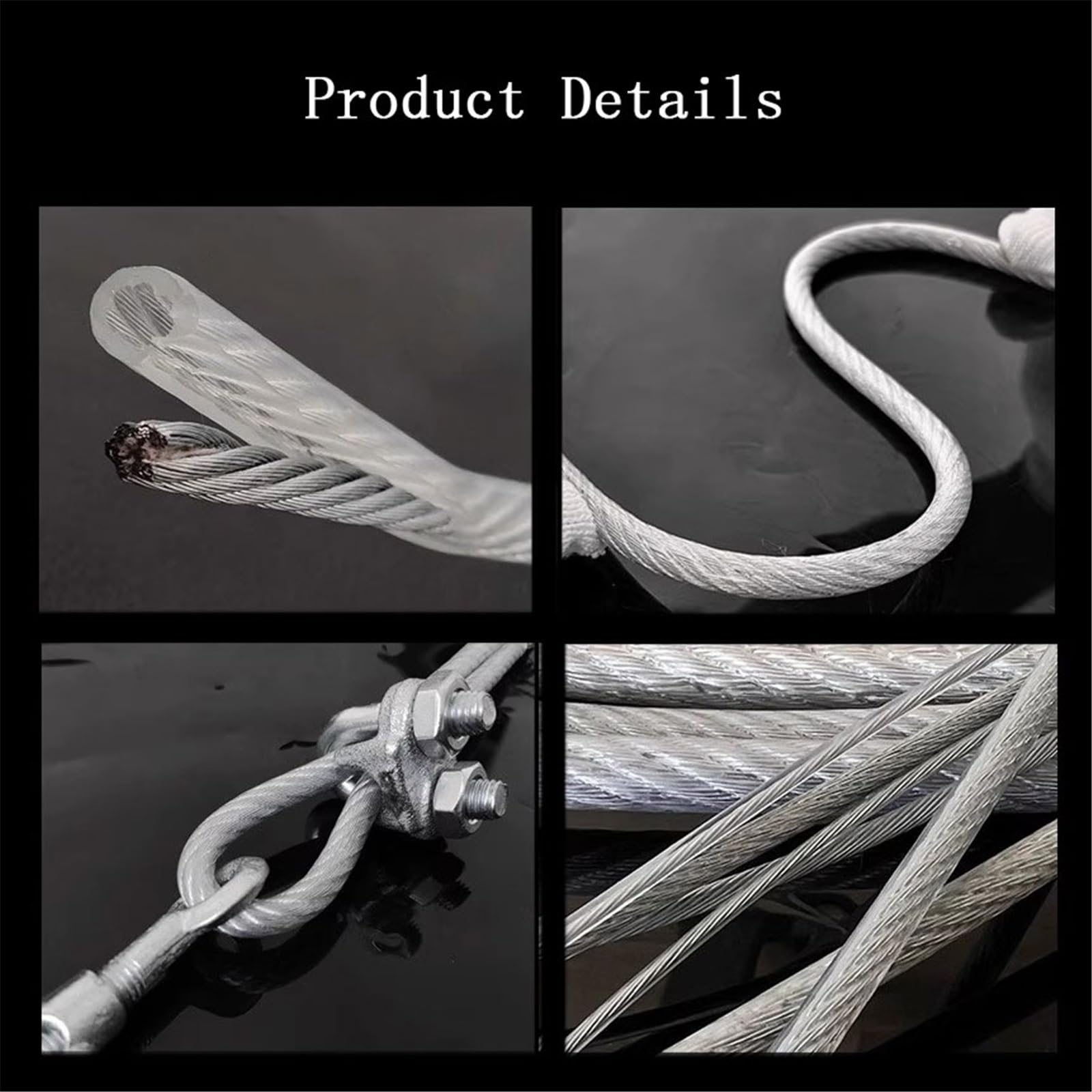 Funi metalliche Cavo metallico zincato da 4 mm rivestito in PVC con chiusure for aste for tende, stendibiancheria e supporto for piante Per uso domestico(M)