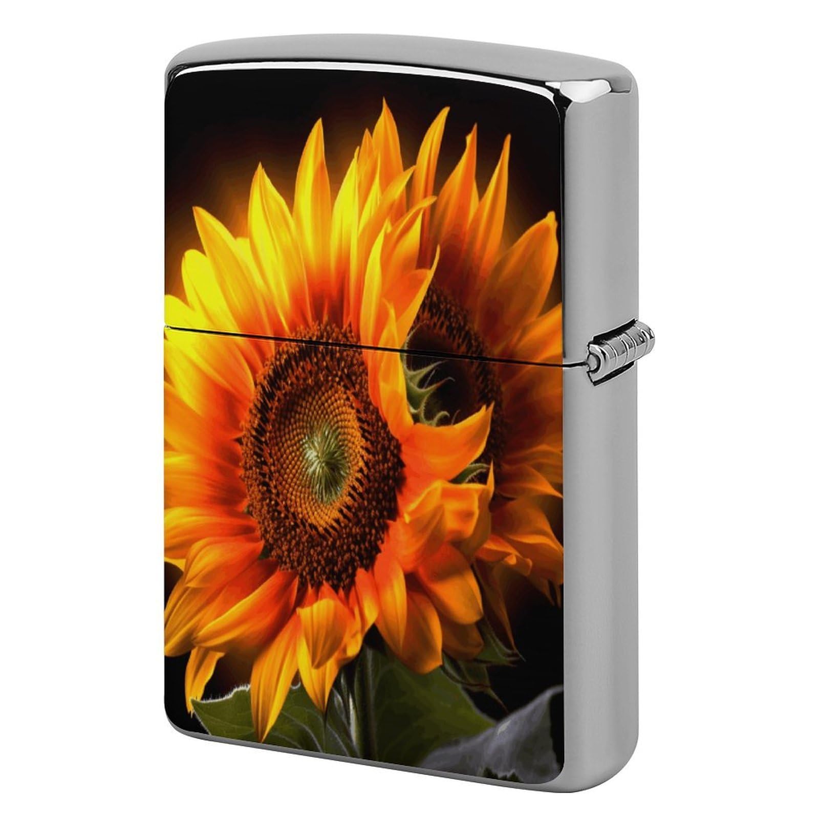 Fekiloot Style Orange Sunflower Wallpaper Lighter Case Cover Metal Lighter Case