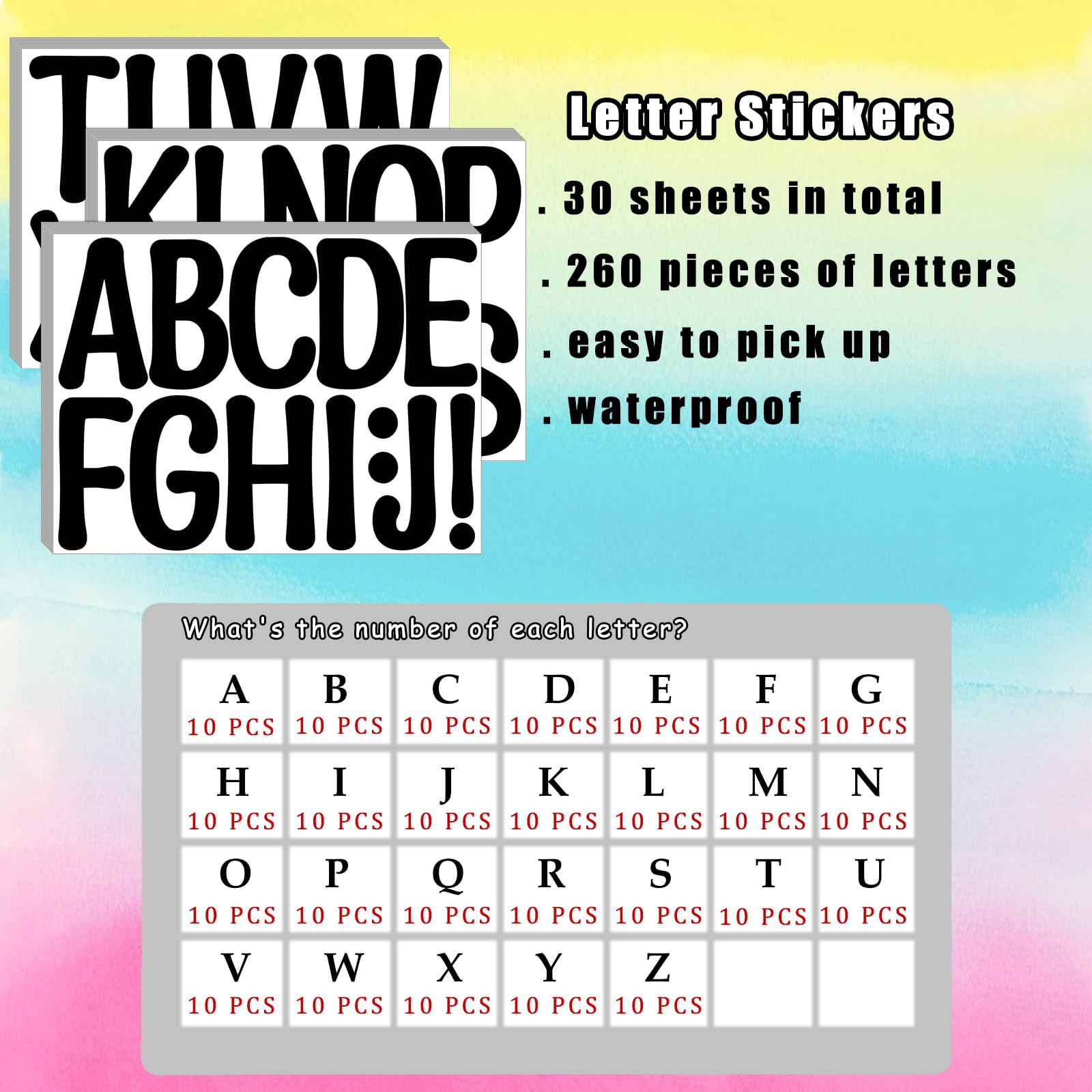 Snapklik.com : Bemeol 30 Sheets Large Letter Stickers 4 Inch Alphabet ...