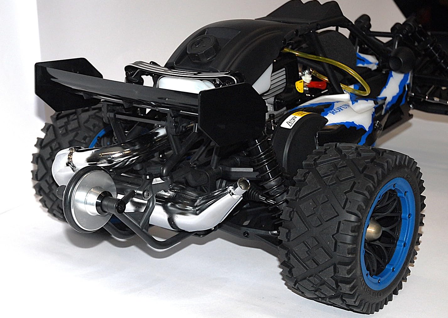 Auto RC 1/5 Baha Baja 29cc Versione Q Passo Corto Blu – Auto RC a Benzina 2WD con Ruotino Anti Ribaltamento – 2.4 GHz