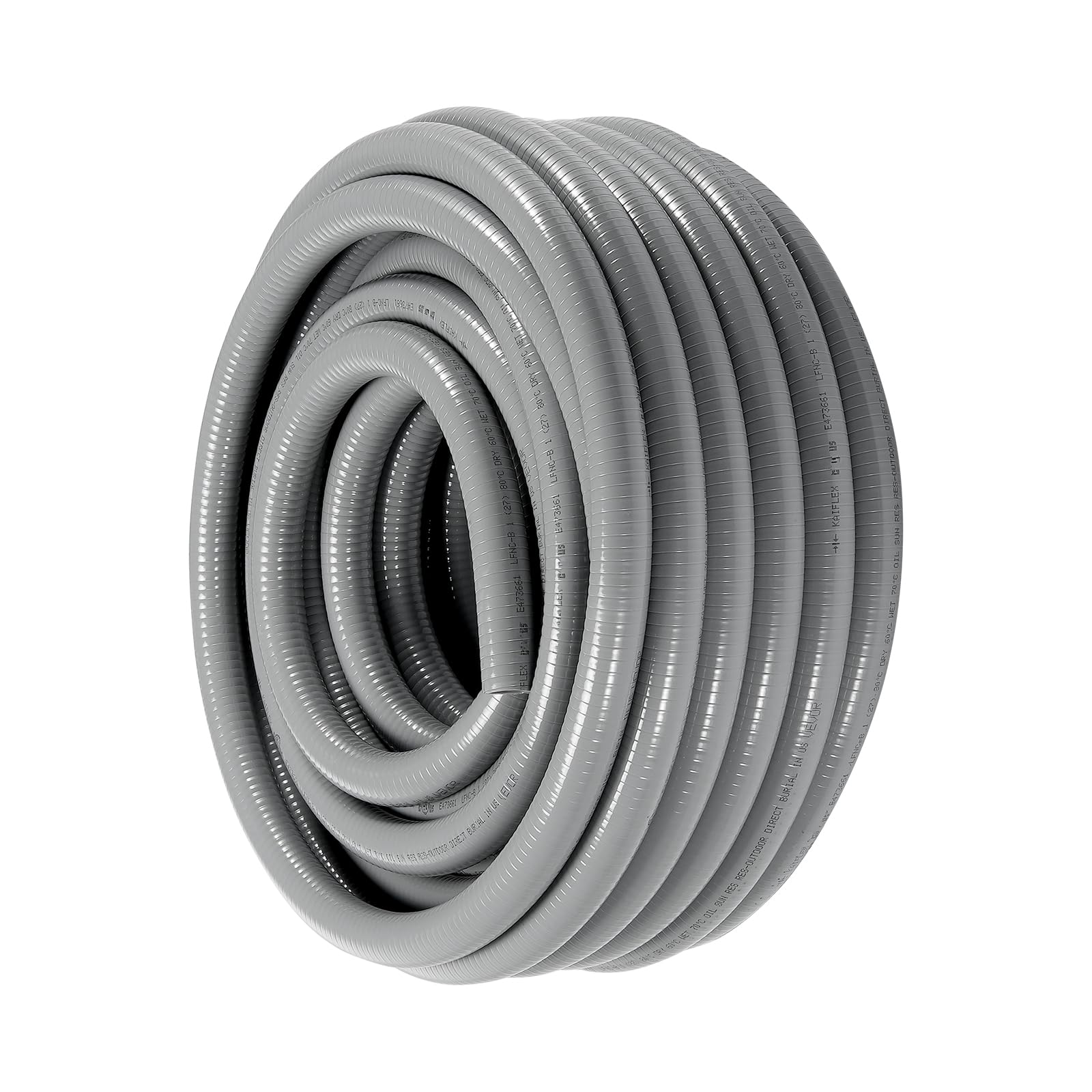 VEVOR Conduit électrique flexible, 12,7 mm, conduit étanche aux liquides en PVC, 30,5 m, non métallique, avec 5 connecteurs 180° et 5 connecteurs 90°, pour pompe contrôleur moteur climatisation, IP65