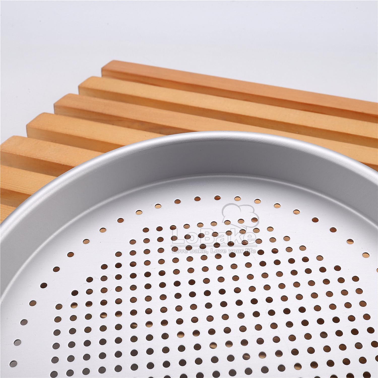 LoBake 6 7 8 Inch Leaky Round Shape Aluminium Pizza Pan Pie Tray Mold Steaming Plate Cookie Cooling Net DIY Baking Gadgets And Tools (1pc 8 Inch Pan) image 3
