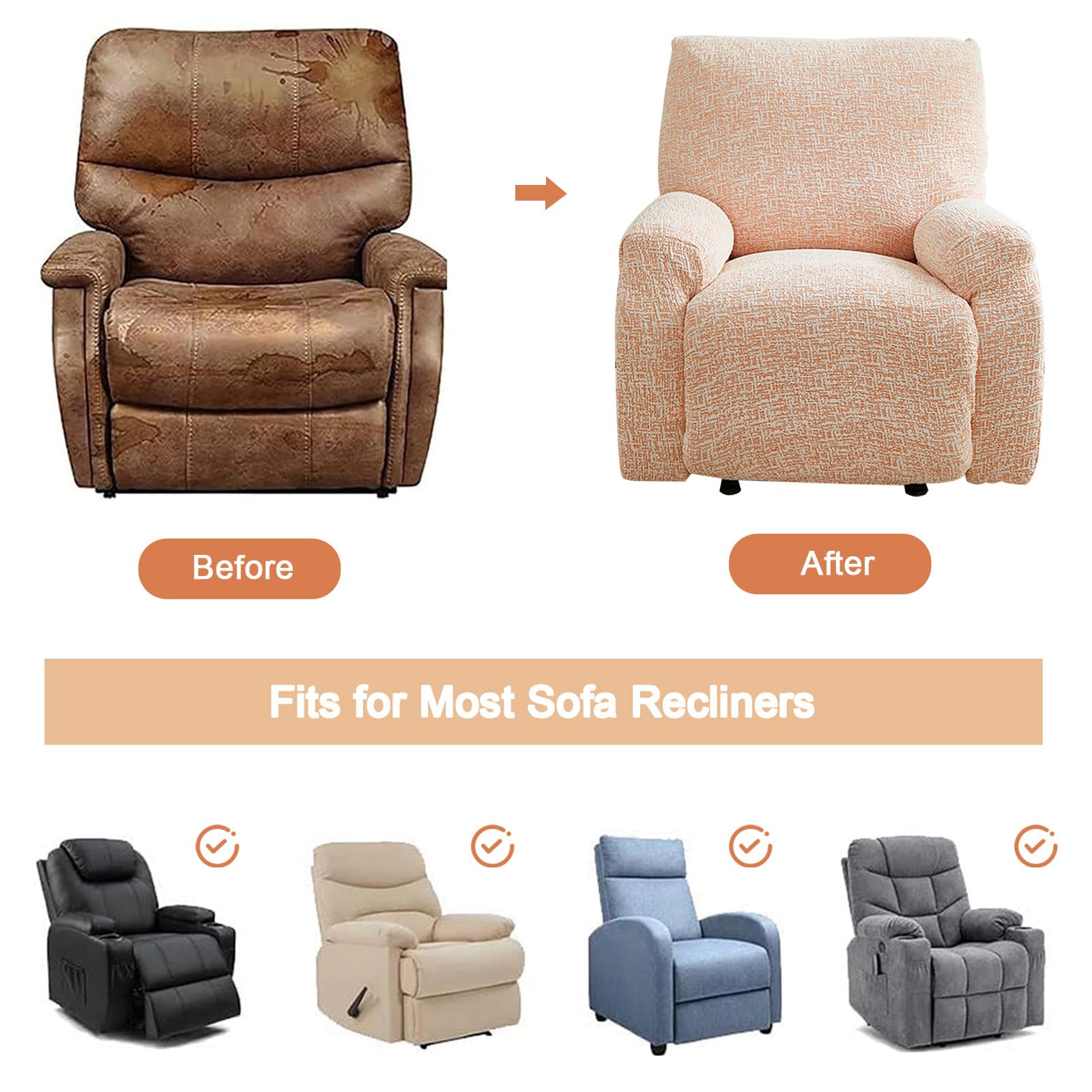 Copripoltrona Relax Reclinabile, Copri Poltrona Elettrica Universale, Fodera Poltrona Reclinabile in Ciniglia Elasticizzato, Lavabile Recliner Chair Cover(Size:10 Piece Set,Color:B-Verde menta)