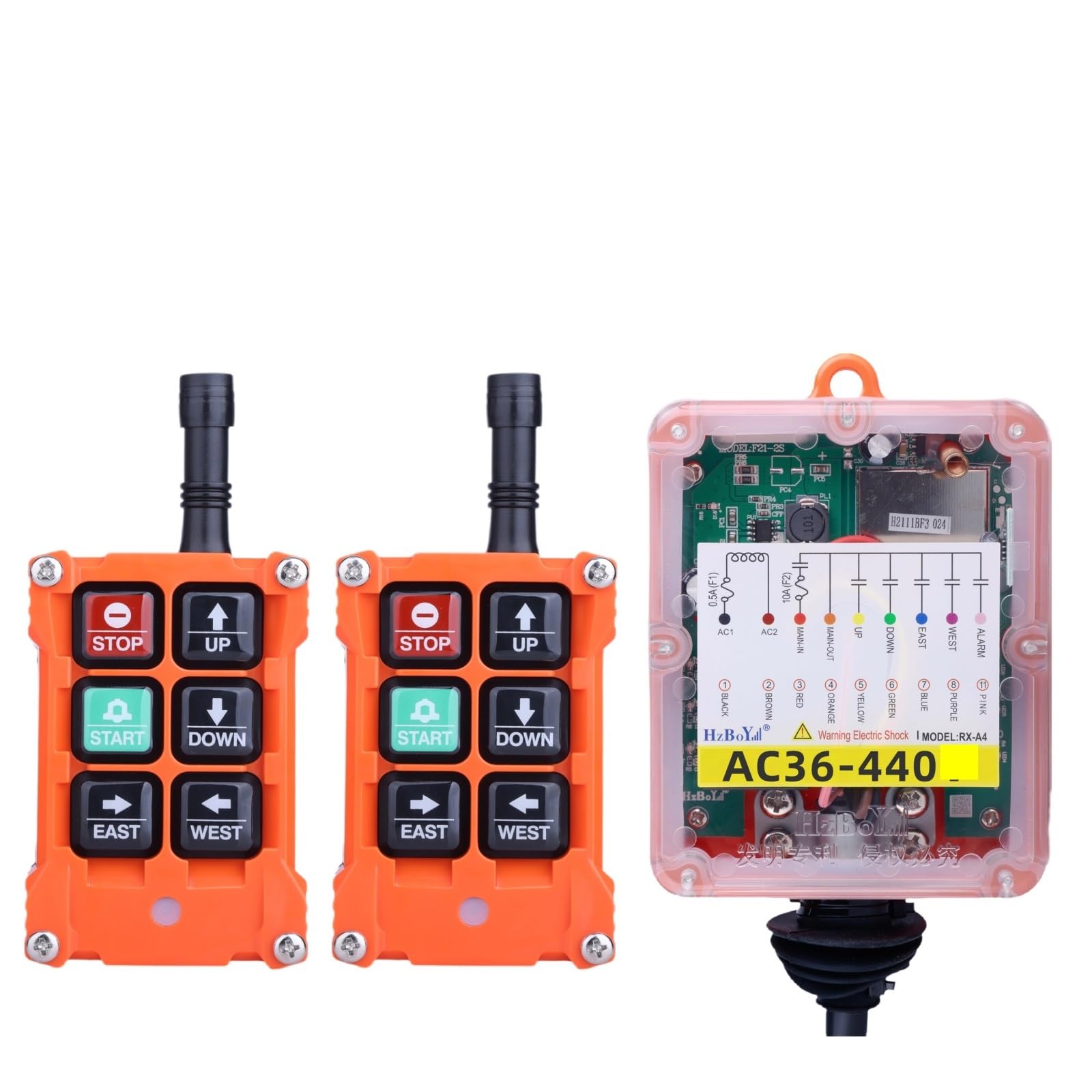 JVDDI 4 Button Key Single Speed DC 12V-24V Hoist Wireless Industrial Remote Control Ip67 Waterproof Overhead Crane Truck(AC36V-440 2T1R)