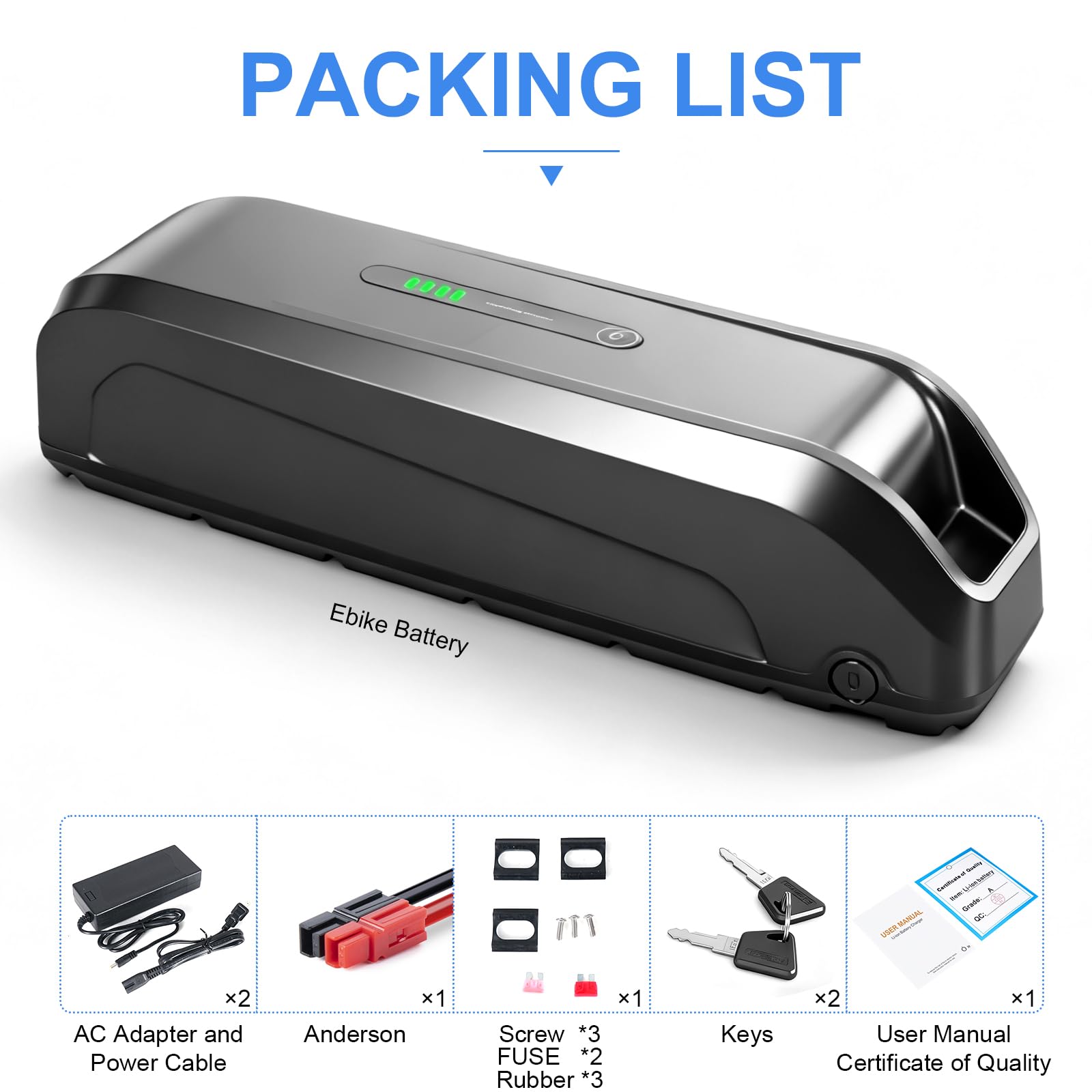 Batterie électrique Mini Format 48V 15Ah pour vélo 250w 500w 750w 1000w | Batterie intégrée au cadre pour 250w 500w 750w 1000w motor vélo électrique (48V 15Ah 6 broches LG/Cells)