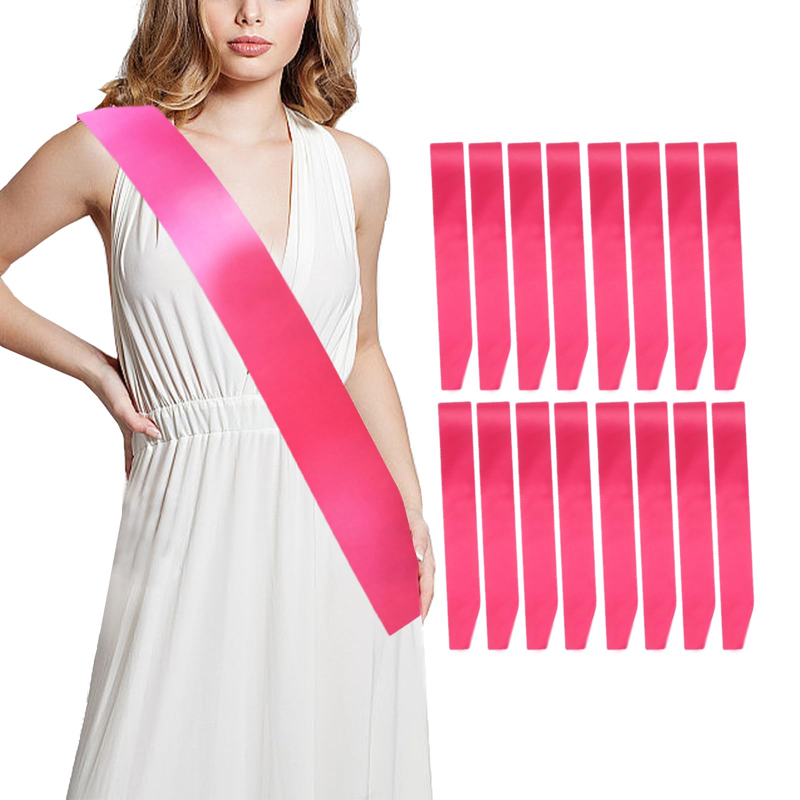 16 Pcs Sash Blank Satin Rose Sash Party Favors, Bride To Be Sash, Plain Sash, Diy Sash Sashes Custom Sash for Birthday, Homecoming, Party, Graduation, Pageants, Wedding, Hen Party, Make Your Own Sash