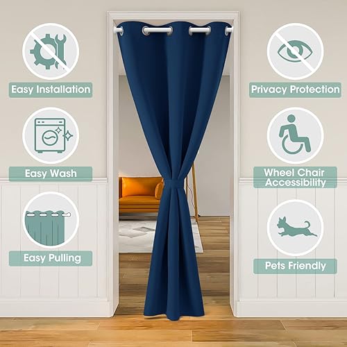 Miniatura 126 de HOMEIDEAS Cortinas de puerta para privacidad de puerta, cortina opaca para puerta de armario para dormitorio, cortinas con aislamiento con lazo