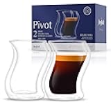 Pivot Espresso Shot Glass – Set of 2 oz Espresso Cups with Unique Design – Double Walled Thermo Espresso Glasses for Home or Professional Bar Use– Set of 2 Thermal Glassware for Morning Coffee