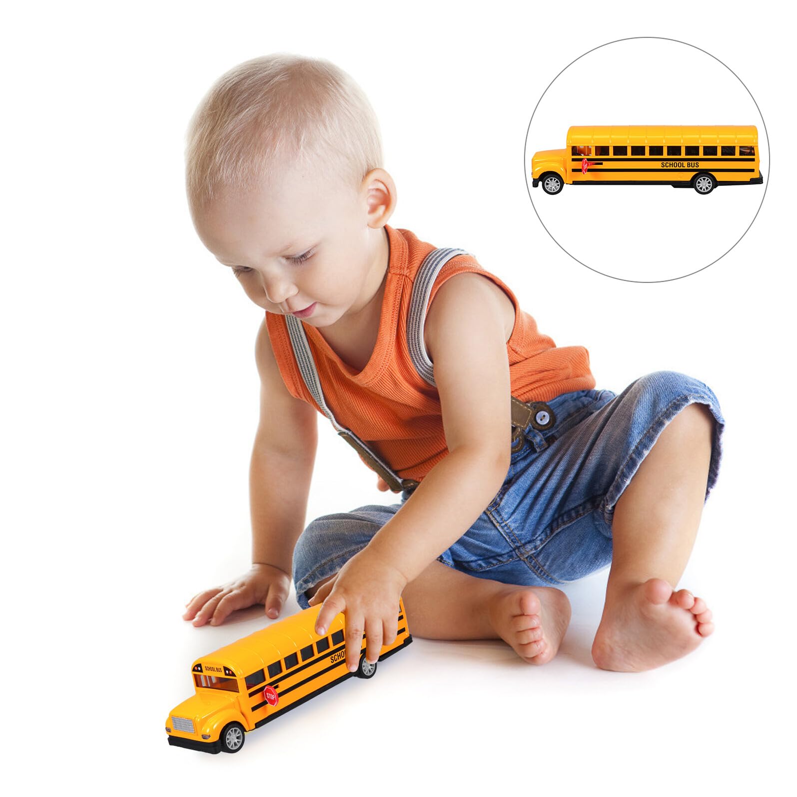 Autobús Escolar de Aleación Amarillo Puertas, 2 Piezas
