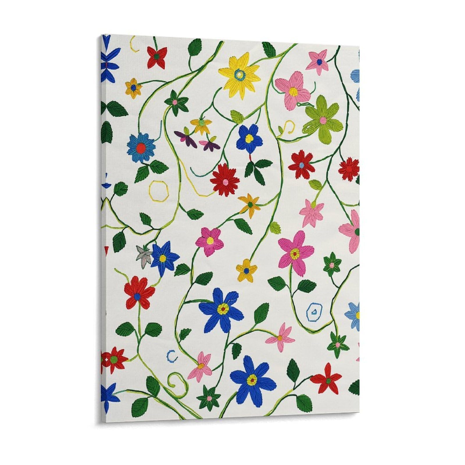 NTVOWPZO Vine Flower Pattern Canvas Wall Art for Bedroom 12x16inch Canvas Prints Artwork for Walls Modern Picture Artwork Painting for Living Room Aesthetic Wall Paintings for Bathroom Kitchen Office