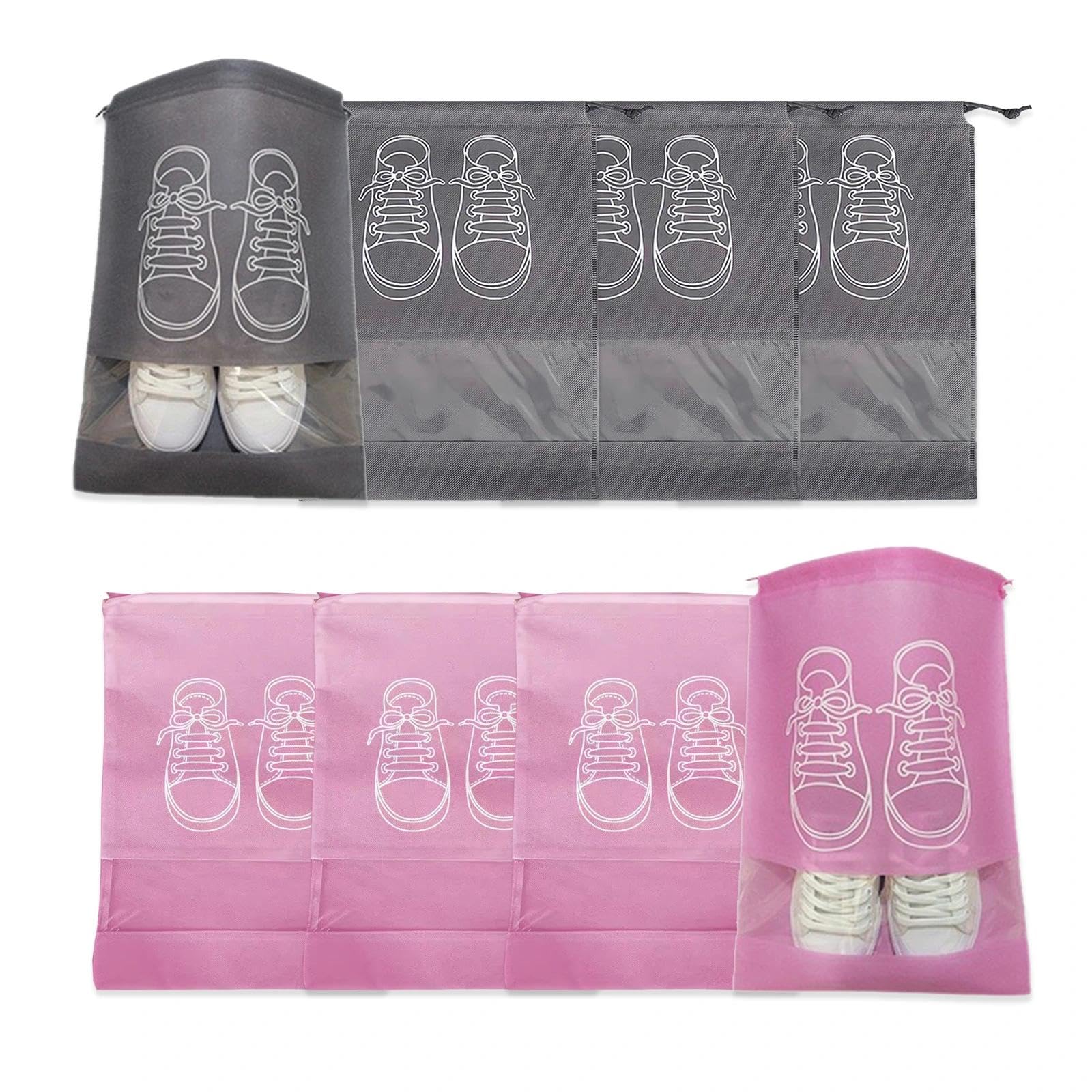Lot de 8 grands sacs de rangement pour chaussures, anti-salissure, avec cordon de serrage résistant à la poussière, sacs à chaussures, portables, accessoires de voyage, pour le sport