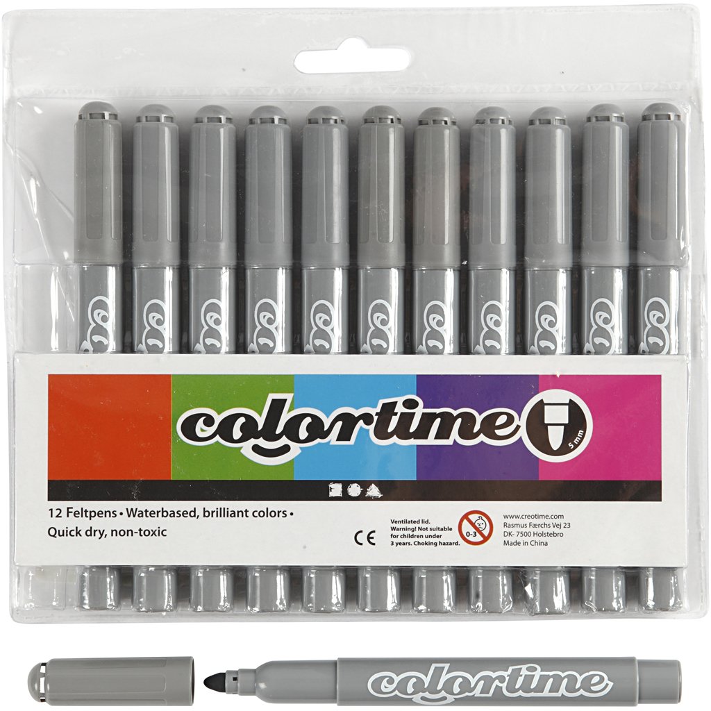Colortime Marker, 5 mm line, grey, 12 pc