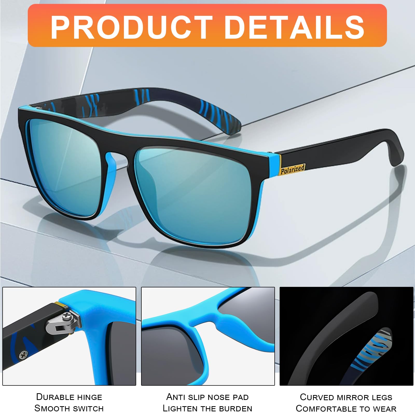 4 Pares Gafas de Sol Hombre Polarizadas, Gafas Polarizadas Pesca, Protección UV400 Polarized Sunglasses para Conducir, Pesca, Ciclismo