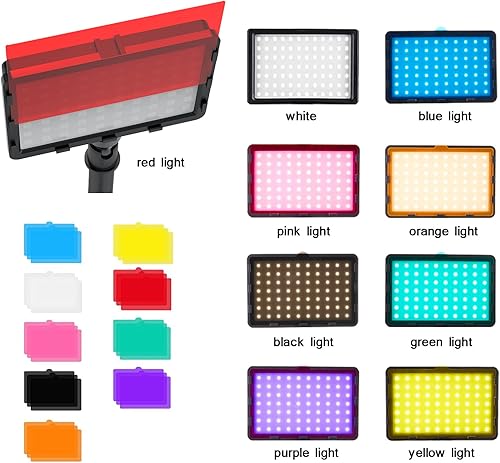 Miniatura 2 de Paquete de 1 luz LED para llave de escritorio, luz de video con soporte de abrazadera en C, 9 filtros de color, iluminación de fotografía de estudio