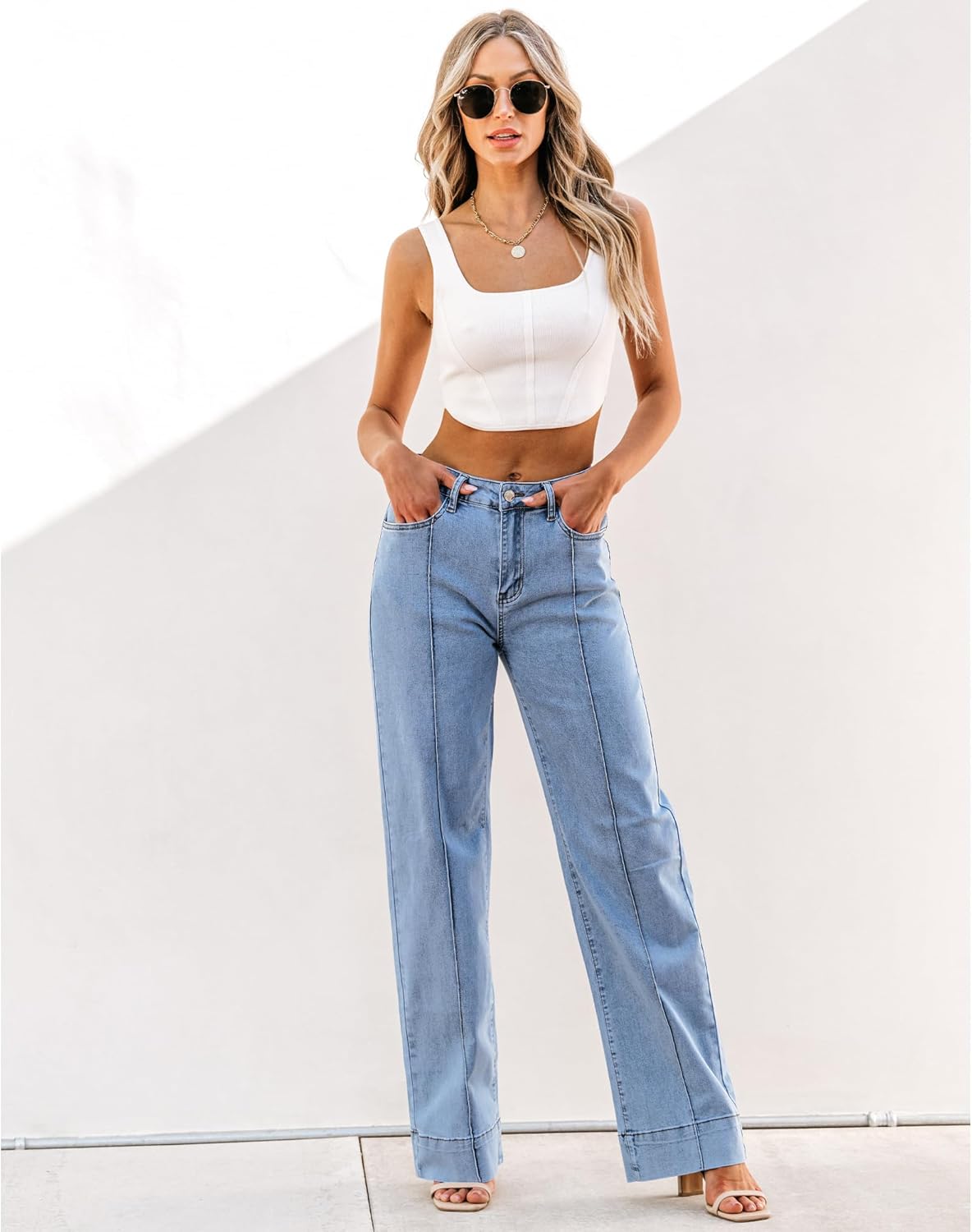 luvamia Wide Leg Jeans for Women Trendy High Waist Straight Leg Baggy Jeans Stretchy Denim Pants Trouser Jeans - Image 5