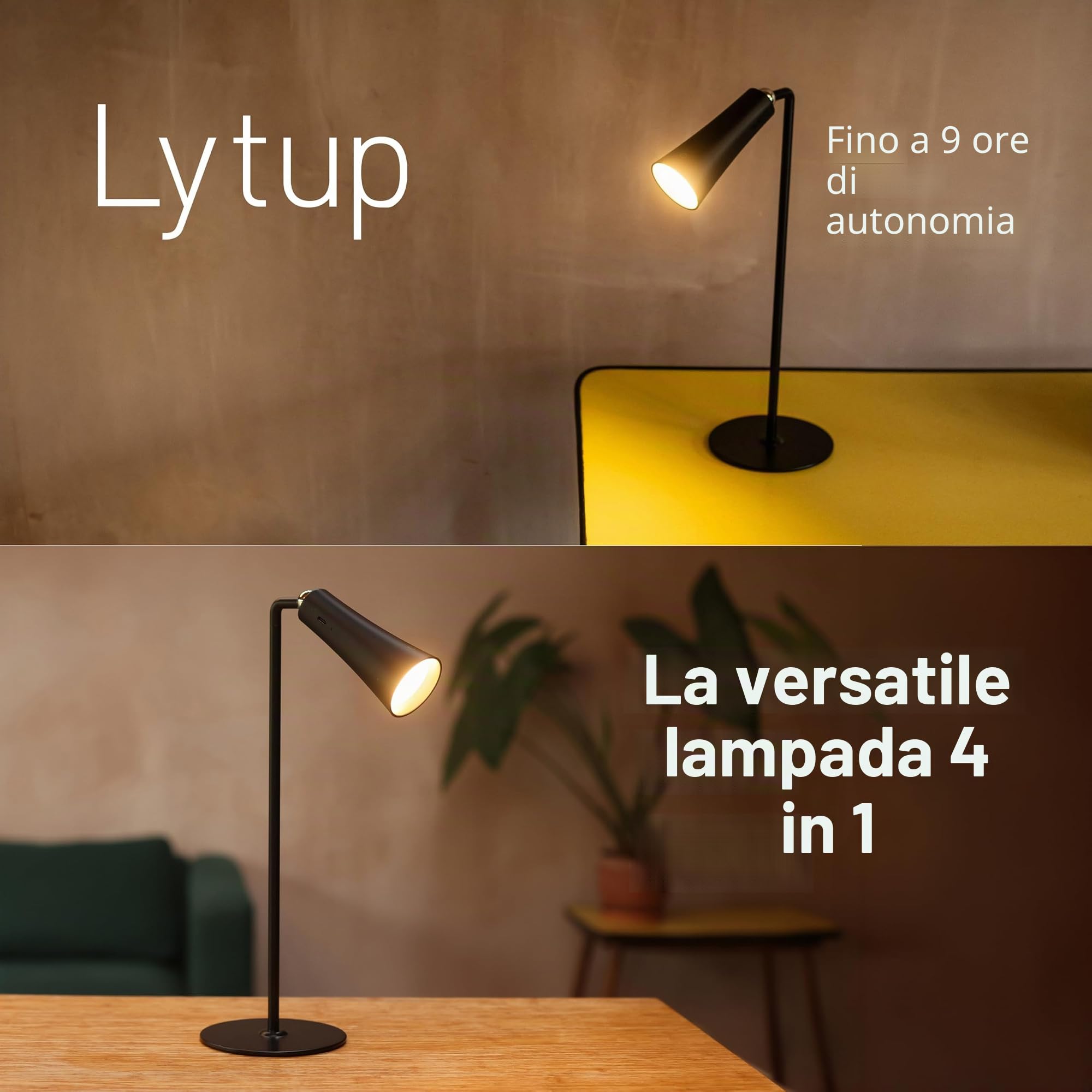 Flute Lamp - 4-in-1 Rechargeable LED Desk, Wall, Clamp Lamp & Flashlight with Magnetic Base, 4-Level Brightness, 270° Flexible Arm, USB-C Charging, Ideal for Home Office & Bedside - Black