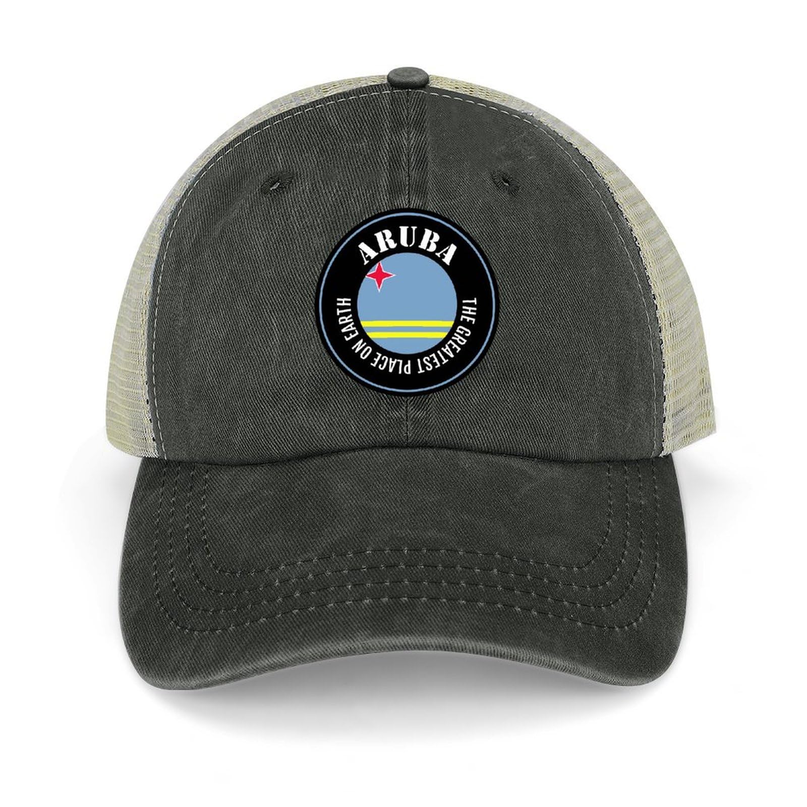 Yelolyio Outdoor Cap Men's Mesh Back Ballcap The Greatest Place On Earth Aruba Cotton Caps Aruba Flag Caps Baseball Caps Fishing Hats Mesh Caps Outdoor Sports Caps black