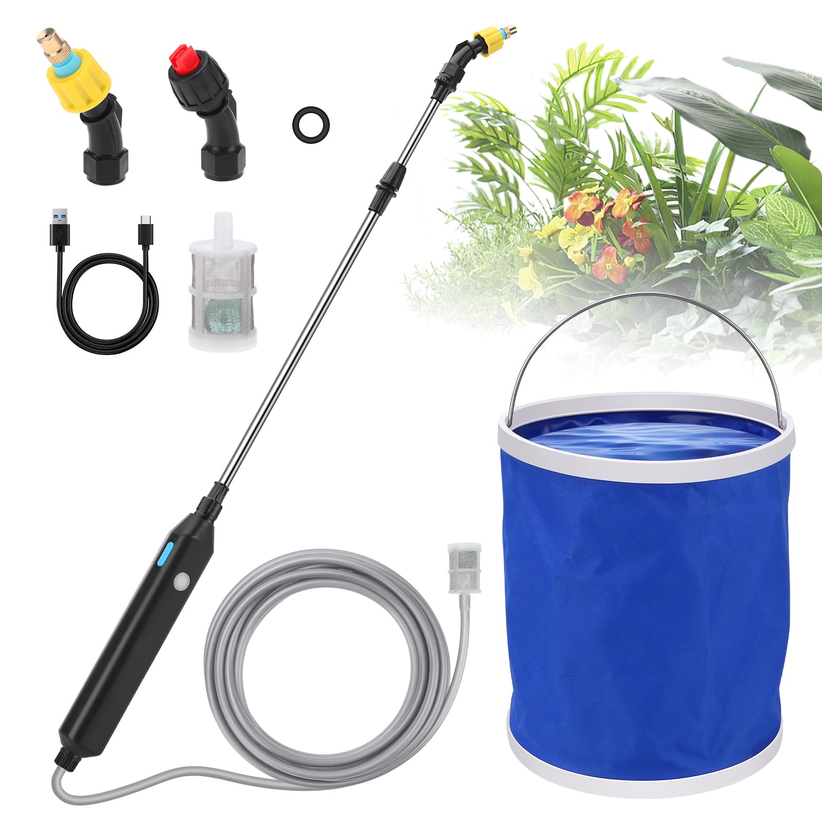 【新品】電動噴霧器 Amazon.com: SideKing 電池供電噴霧器2 加侖,7.4V 電動泵噴霧器