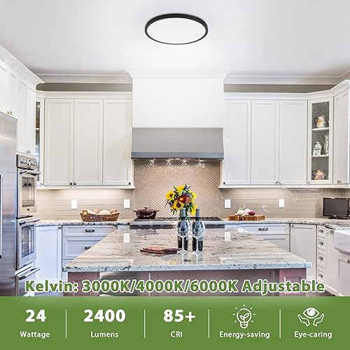 Miniatura 3 de Rezant Lámpara de techo LED de montaje empotrado de 12 pulgadas, 2400 lúmenes, luz de techo LED súper delgada, 3000 K4000 K6000 K, lámpara de techo