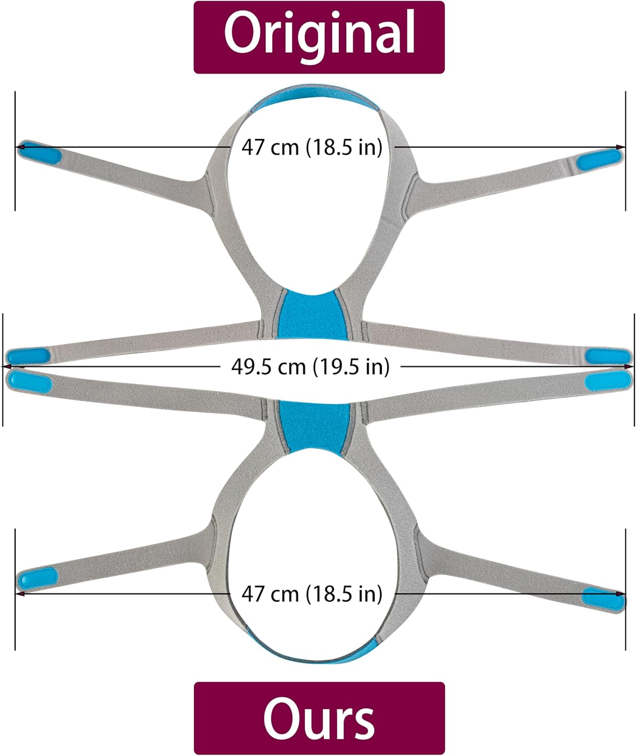 Headgear Strap Replacement for ResMed AirFit/AirTouch N20 CPAP Nasal Mask with Magnetic Clips – Large – 1-Pack - Image 3